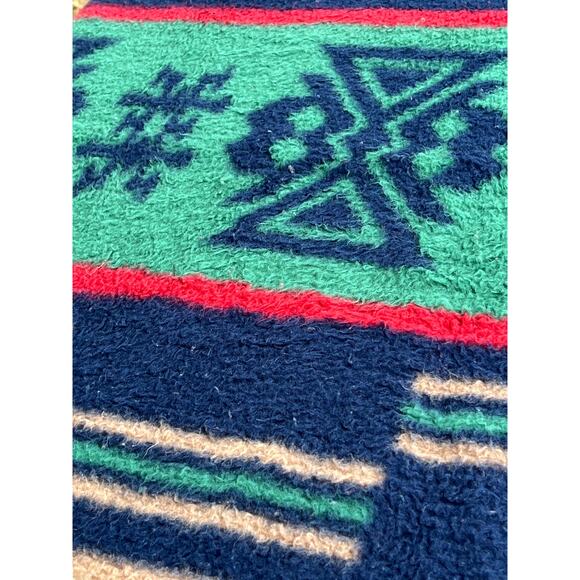 Vintage Biederlack Fleece Aztec Throw Blanket 75x56 Plush Southwestern Tribal - Picture 5 of 8